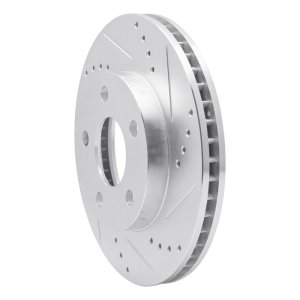 Chevrolet Classic Brake Rotor (1) - Front Right - R1 Concepts - Drilled & Slotted - Silver - `97-`05